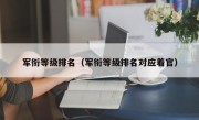 军衔等级排名（军衔等级排名对应着官）