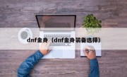 dnf金身（dnf金身装备选择）