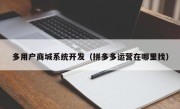 多用户商城系统开发（拼多多运营在哪里找）